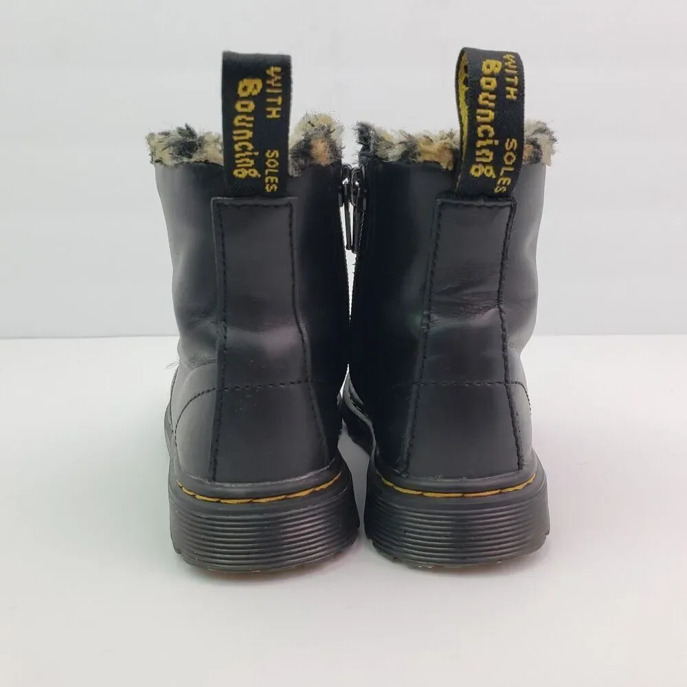 Dr Martens 1460 Serena Leo Toddler Girls Sz 11 Black Leather Leopard Ankle Boots